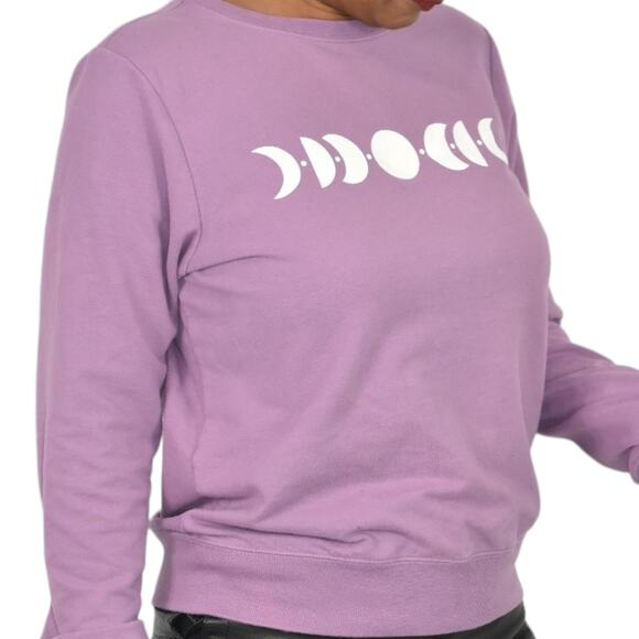 Wildfox Moon Phases Sweatshirt Purple White Graphic Celestial Crewneck Medium - Picture 13 of 13